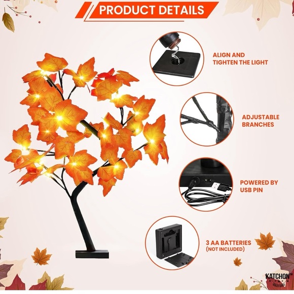 LED Lighted Maple Tree Decor - Picture 8 of 8